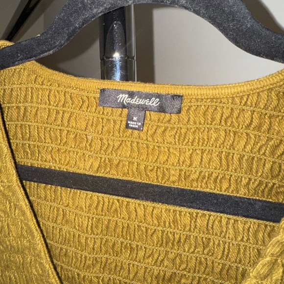 Madewell Olive Smocked Long Sleeve Dress - Picture 4 of 5